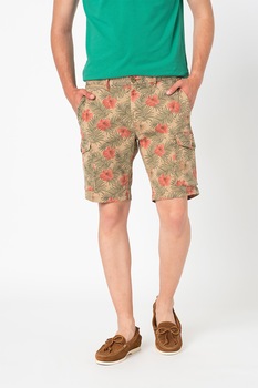 New Zealand Auckland, Bermude cargo cu model floral Raglan, Maro camel/Verde/Rosu, 38 New Zealand Auckland, Bermude cargo cu model floral Raglan, Maro camel/Verde/Rosu, 38