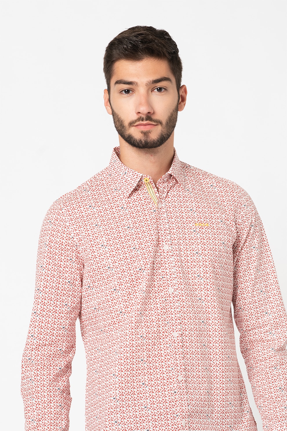 New Zealand Auckland, Camasa din amestec de bumbac cu logo brodat Katikati, Rosu/Alb/Bleumarin, 2XL