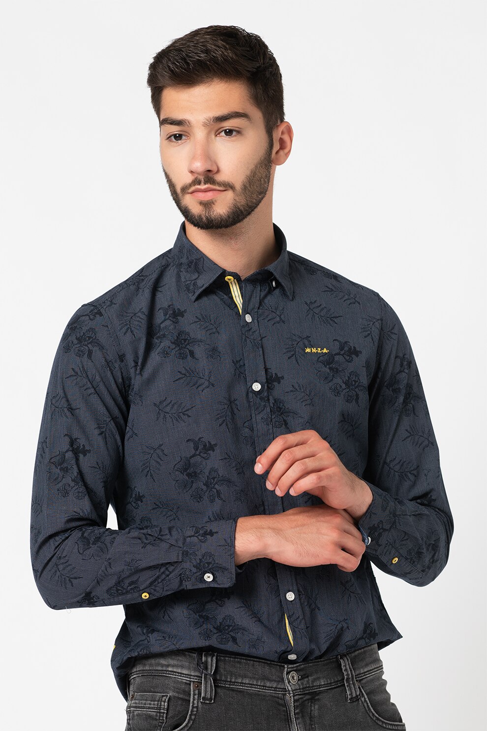 New Zealand Auckland, Camasa cu imprimeu grafic Waikoau, Bleumarin, S