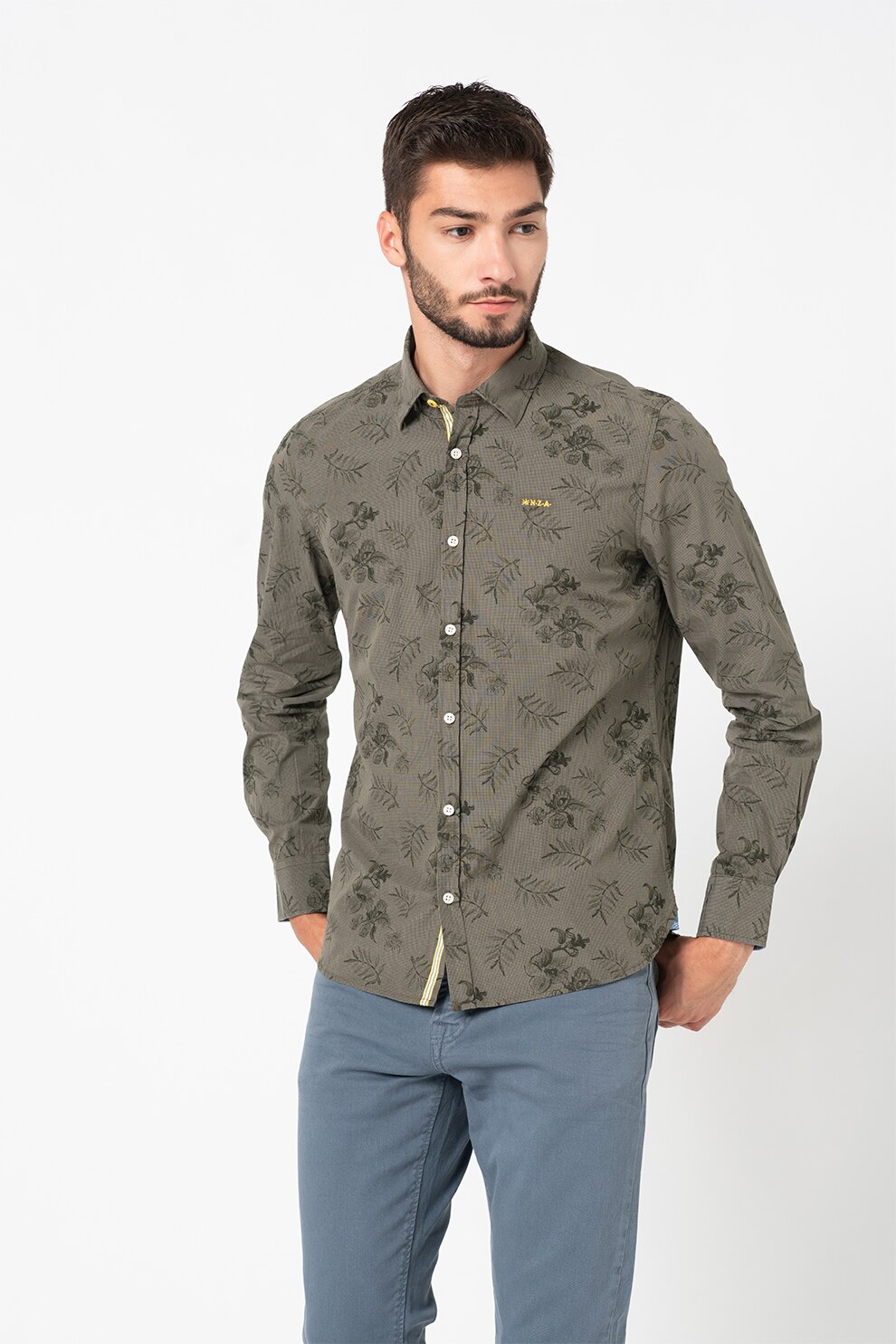 New Zealand Auckland, Camasa cu imprimeu grafic Waikoau, Verde, S