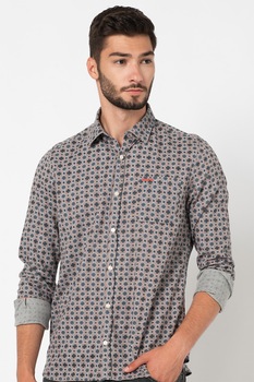 New Zealand Auckland, Camasa de bumbac cu logo brodat, Gri/Verde/Albastru New Zealand Auckland, Camasa de bumbac cu logo brodat, Gri/Verde/Albastru