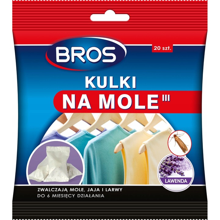 Bros Molylepke golyók, 20 darab, Levendula