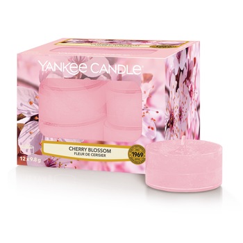 Set 12 lumanari parfumate tip pastila Cherry Blossom, Yankee Candle Set 12 lumanari parfumate tip pastila Cherry Blossom, Yankee Candle