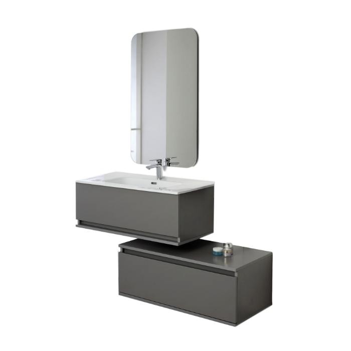 Set Mobilier de baie Pastello, suspendat, 90x47x70 cm, gri