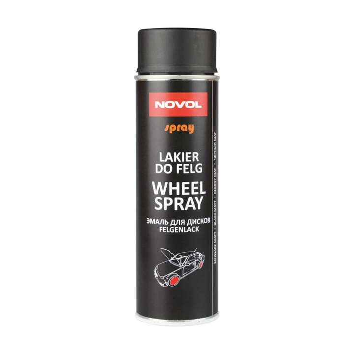 Spray NOVOL Lac Negru Mat (pentru jante) 500 ml