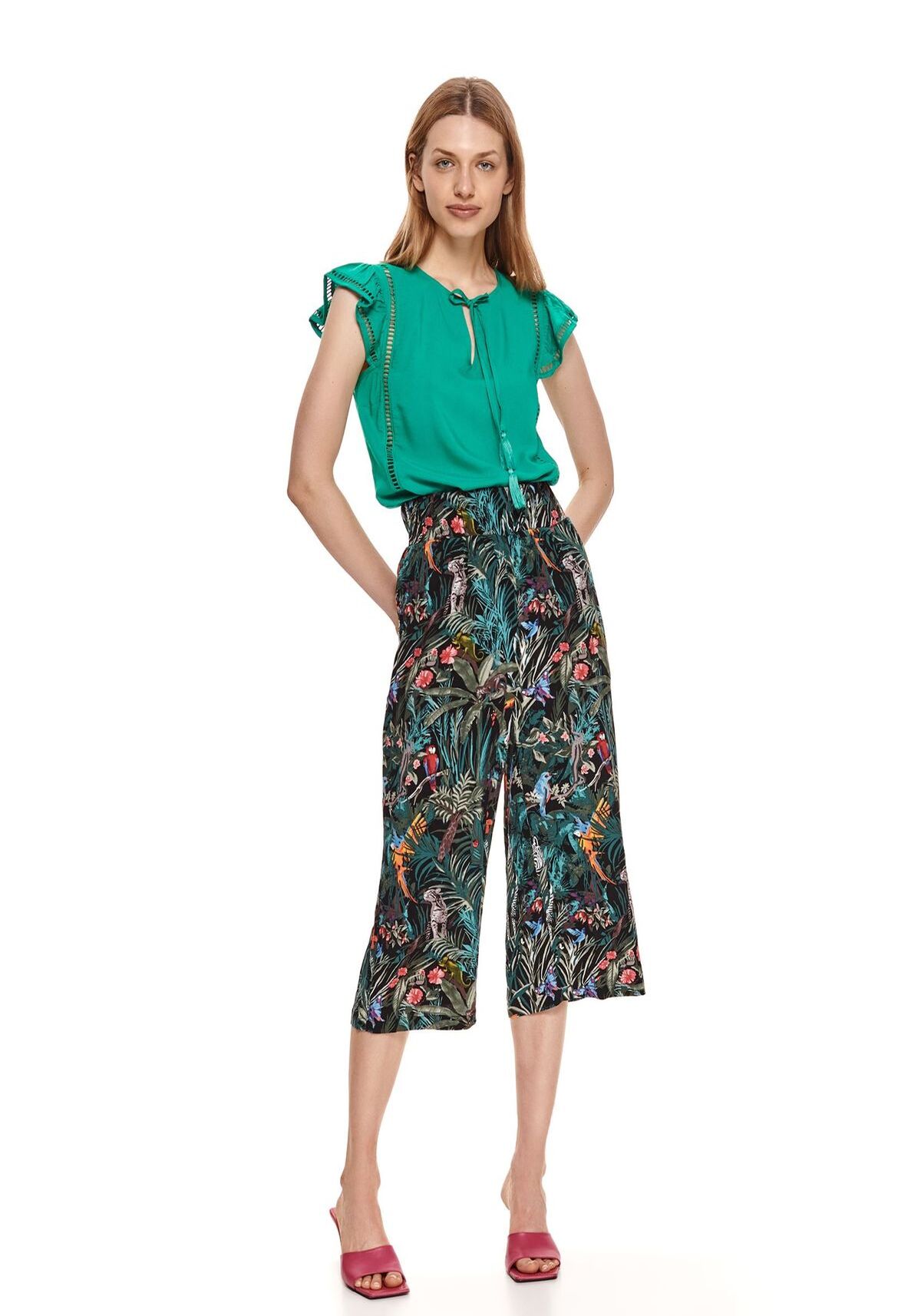 Bluza dama cu maneci scurte, TOP SECRET, SBK2726, Verde