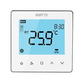 Termostat AERO TP528FC4 White, 4 tevi, pentru Ventiloconvector, Incalzire, Racire, Ventilatie, Smart, Programabil, Alb Termostat AERO TP528FC4 White, 4 tevi, pentru Ventiloconvector, Incalzire, Racire, Ventilatie, Smart, Programabil, Alb