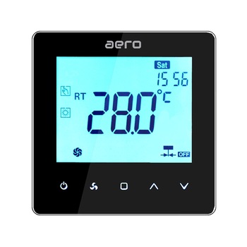 Termostat AERO TP528FC4W Black, Wi-Fi, 4 tevi, pentru Ventiloconvector, Incalzire, Racire , Ventilatie, Smart, Programabil Termostat AERO TP528FC4W Black, Wi-Fi, 4 tevi, pentru Ventiloconvector, Incalzire, Racire , Ventilatie, Smart, Programabil