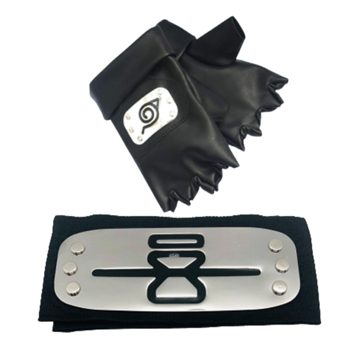 Pachet Bandana Naruto, Simbolul Nisipului, Scratch, 107 cm si manusi, Negru, Shop Like A Pro®