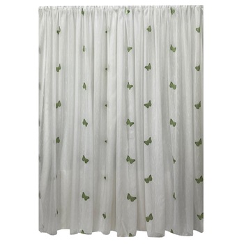 Perdea alba 200x245cm cu broderie de fluturi verzi, cu rejansa by Liz Line - RD2082 Perdea alba 200x245cm cu broderie de fluturi verzi, cu rejansa by Liz Line - RD2082