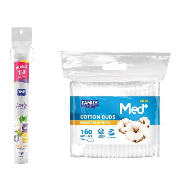 Pachet Family: Dischete demachiante, 150 bucati + Rezerva betisoare, 160 bucati