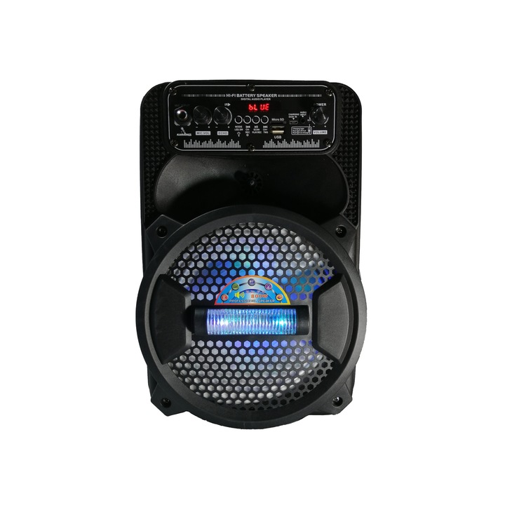 Boxa Portabila elSales, ELS-A0-806A, cu Bluetooth, USB, Microfon, Cititor Card, Telecomanda, Lumini LED