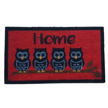 Covoras intrare, cocos, 40x70 cm, Rosu cu bufnite Covoras intrare, cocos, 40x70 cm, Rosu cu bufnite