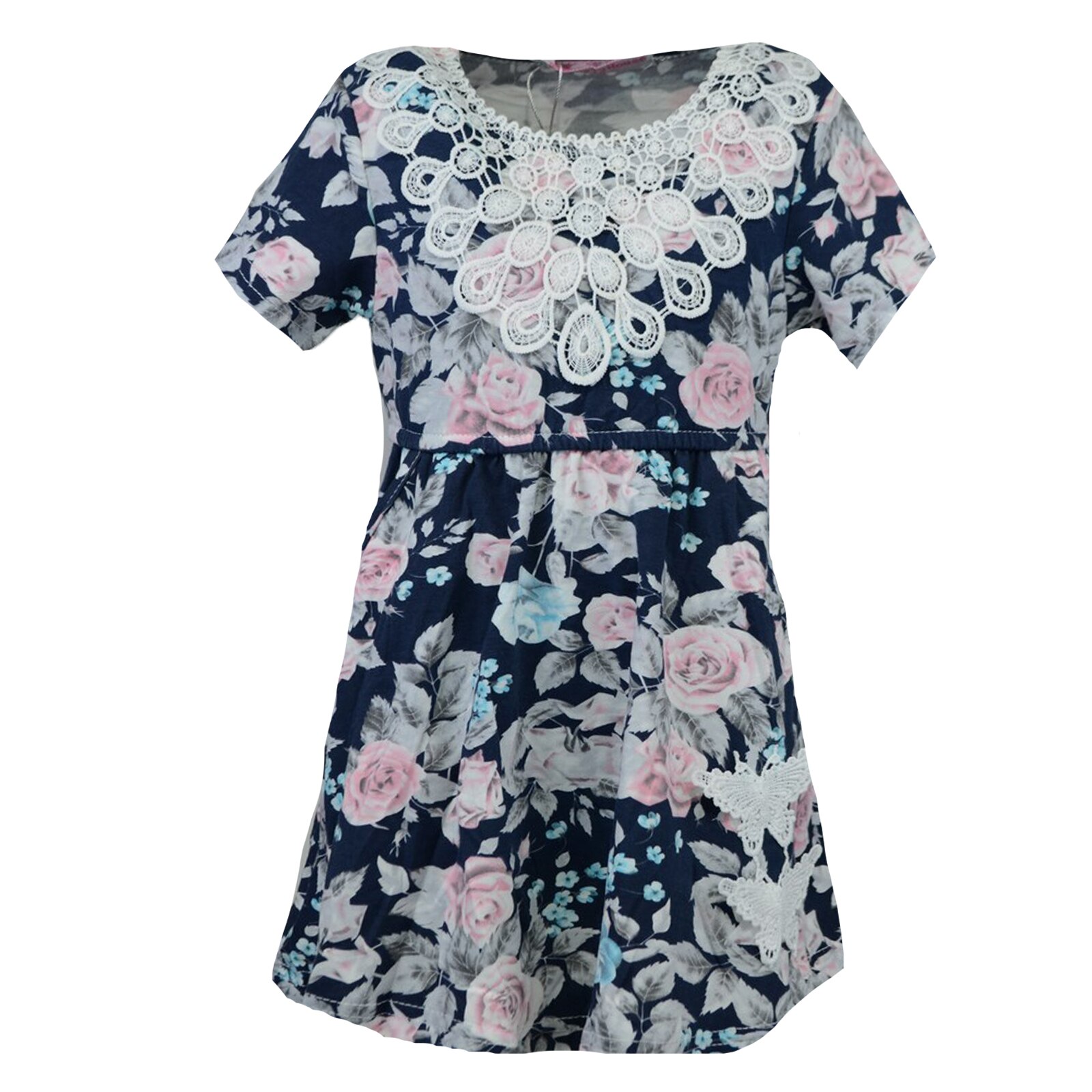 Rochie pentru fete Happy House CVC-1612, Bleumarin 80 cm