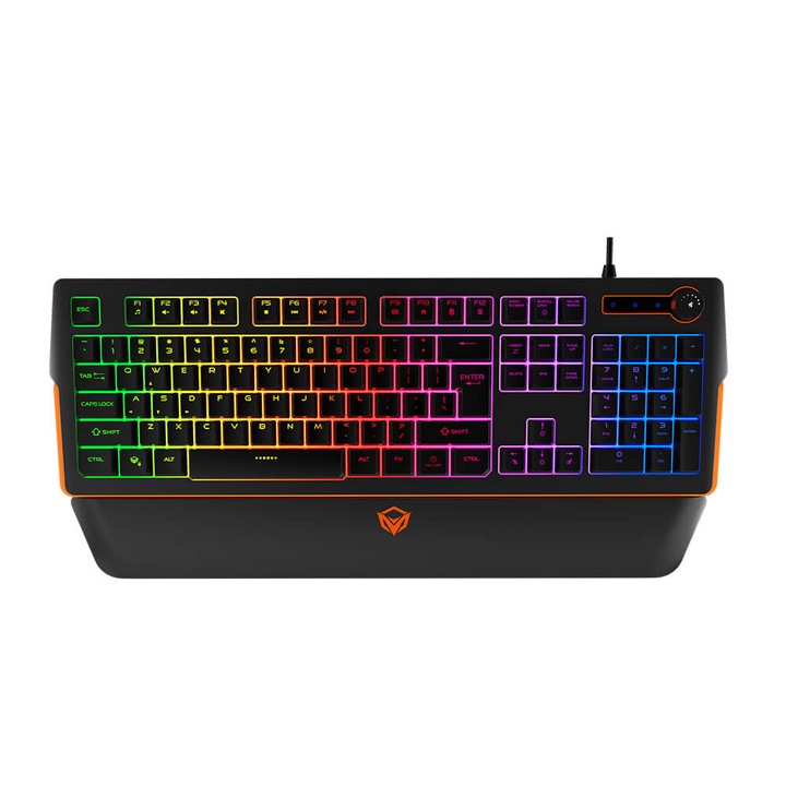Tastatura gaming Meetion K9520, iluminare RGB, software, suport magnetic confortabil pentru maini, negru, USB