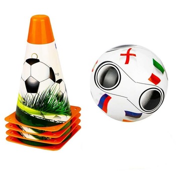 Set antrenament fotbal, jaloane si minge, pentru copii Set antrenament fotbal, jaloane si minge, pentru copii