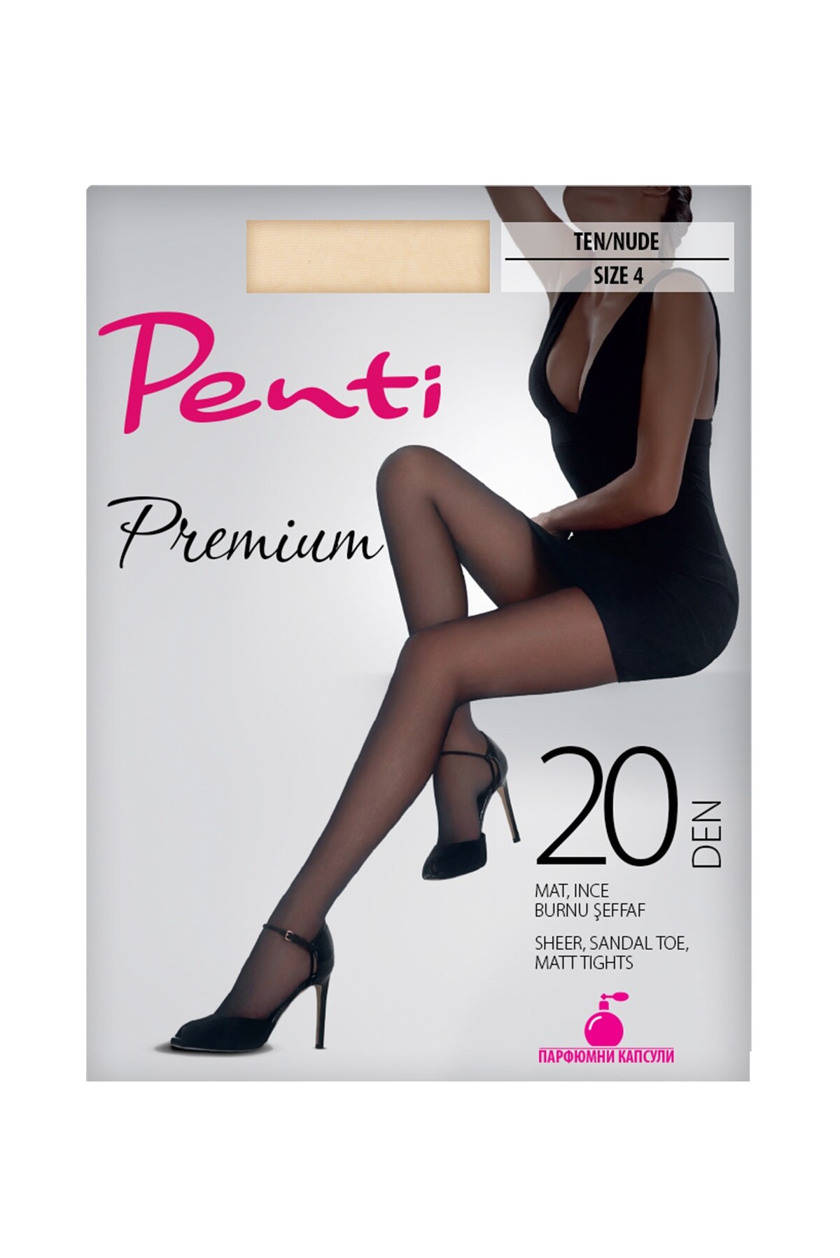 Dres dama de lux cu capsule de parfum si degete transparente Premium, Penti, 10218, 20 DEN, ten/nude