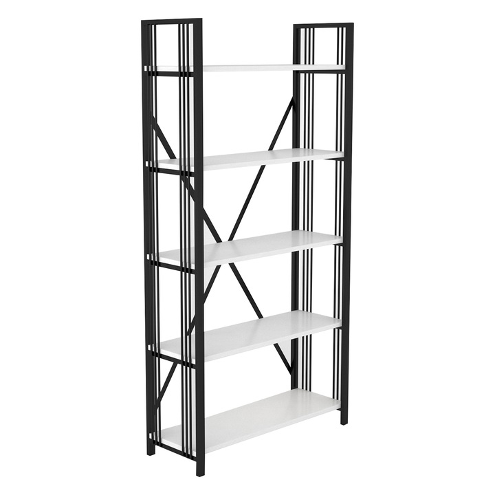 Biblioteca Inci Modela, 5 Rafturi Alb, 180x90x35 cm