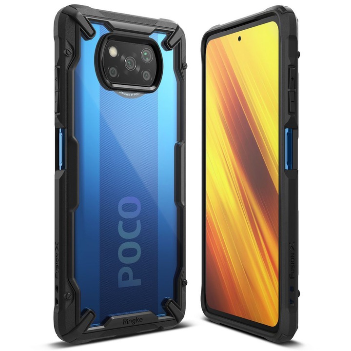 AZIAO Tech X Design Case за Xiaomi Poco X3 / Poco X3 NFC / Poco X3 Pro, Fusion Smart Protection, Anti-Impact, Extra Grip Texture, Anti-Drop Test, Military-Grade Protection, Titanium Black