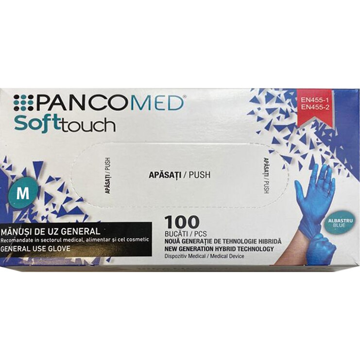 Set 100 Mănuși din polietilenă fără pudră, albastru, Marimea M