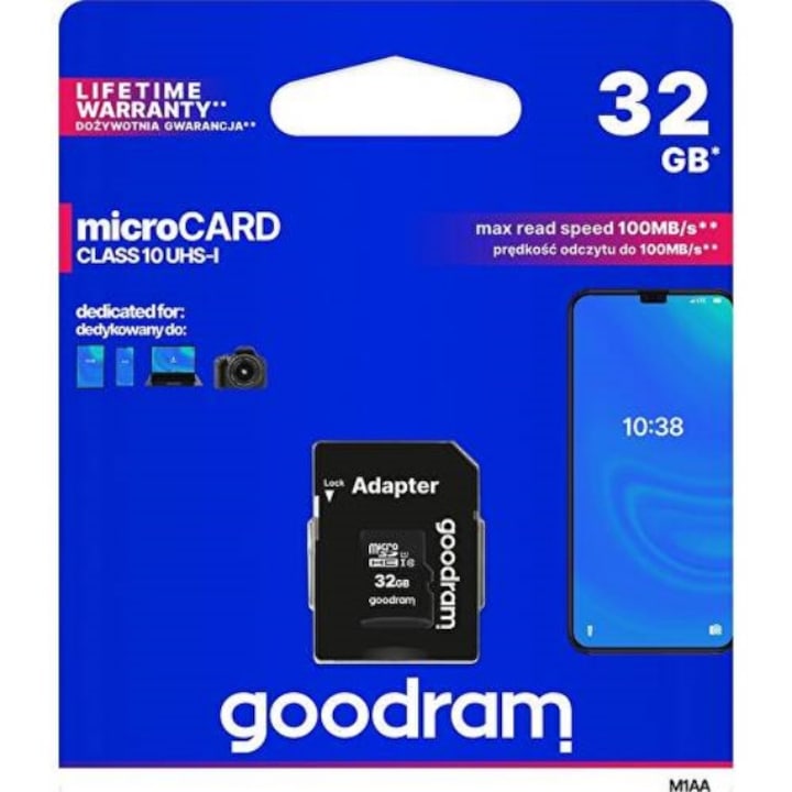 32GB MicroSD карта и GoodRam Class 10 адаптер