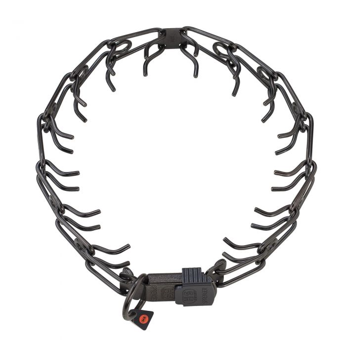 Zgarda otel inoxidabil negru pentru dresaj cu catarama rapida Herm Sprenger - 58cm