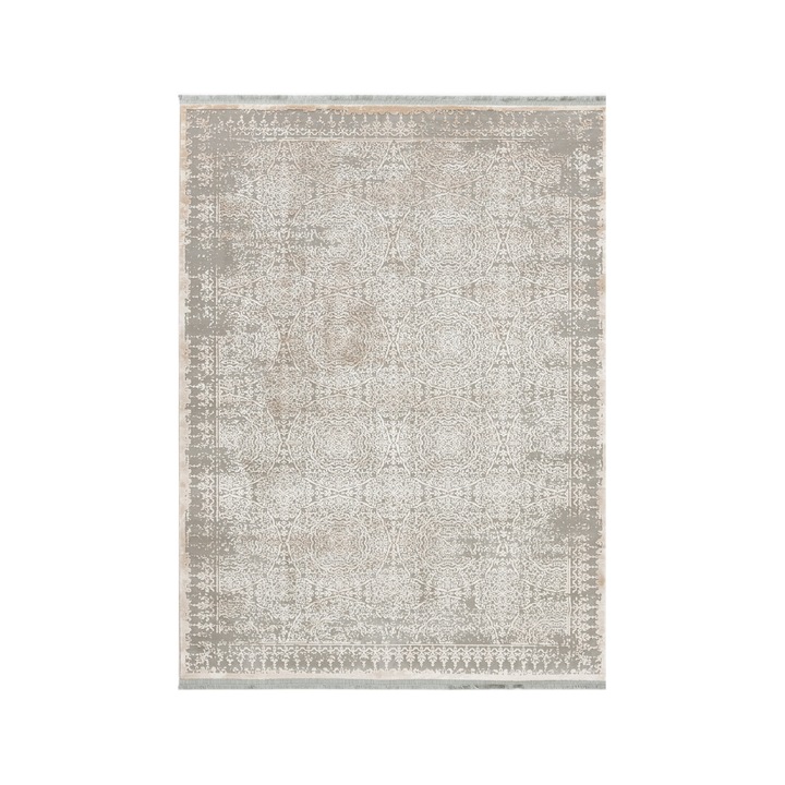 Covor din fibre acrilice, Colectie violet, stil modern, model 2613B, culoare Gri/Bej 120 x 180 cm