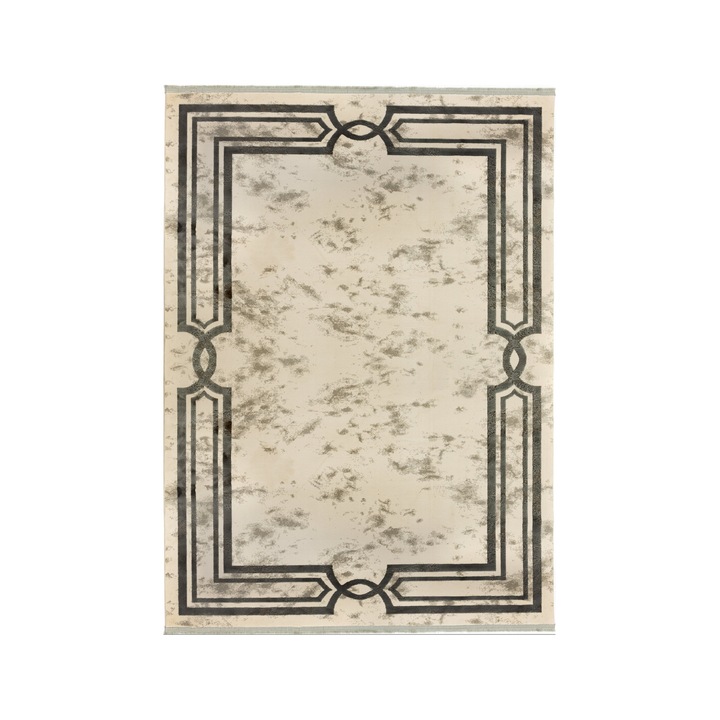Covor din fibre acrilice, Colectie adonis, stil modern, model 2597A, culoare Gri/Crem 100 x 200 cm