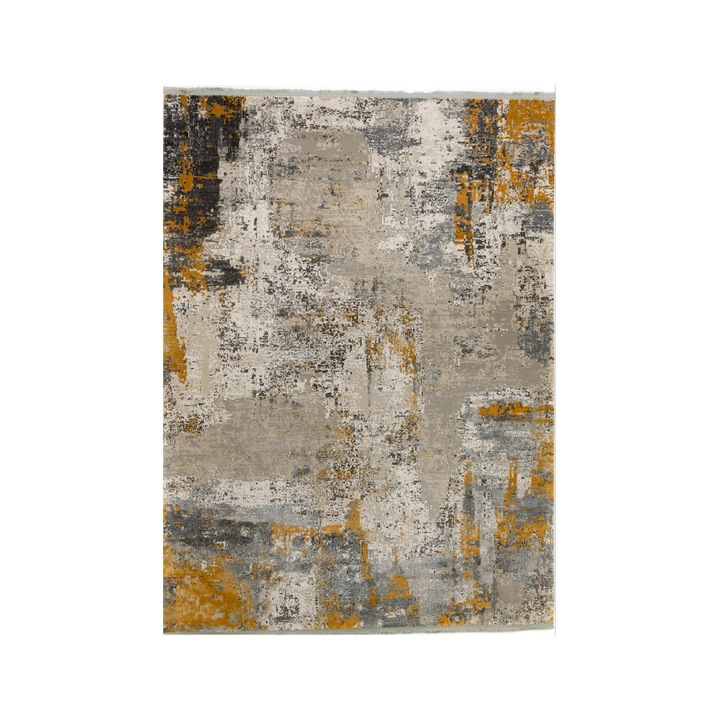 Covor din fibre acrilice, Colectie adonis, stil modern, model 2684A, culoare Gri/Galben 120 x 180 cm