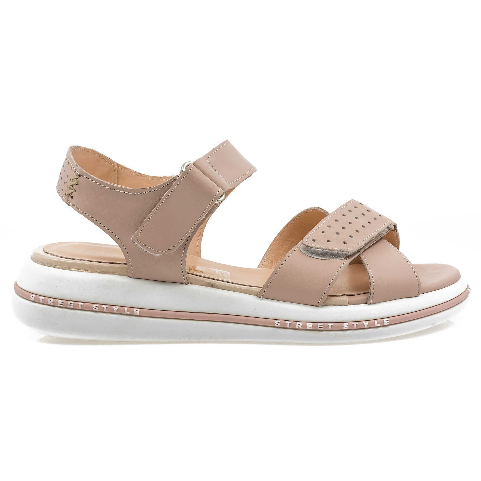 Sandale dama, Caspian, Cas-Nancy/1, casual, piele naturala, Pudra Roz