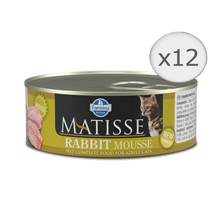 Matisse Mousse nedves macskaeledel, nyúl, 12x85 g