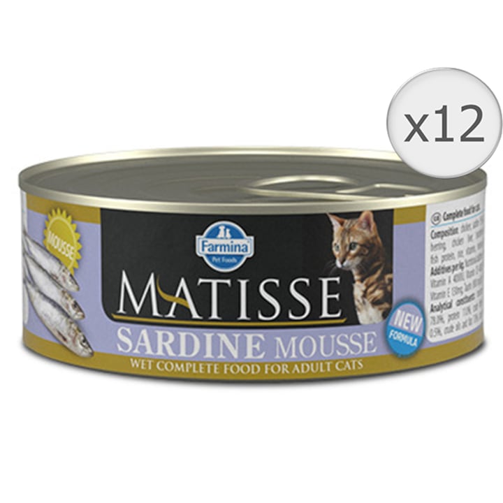 Matisse Adult Nedves macskaeledel, Szardínia Mousse, 12 x 85 g
