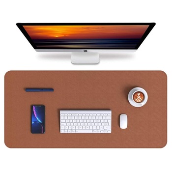 Mapa birou din piele Pu, pentru protectie birou, cu doua fete, Maro/Gri, 80x40 cm Mapa birou din piele Pu, pentru protectie birou, cu doua fete, Maro/Gri, 80x40 cm