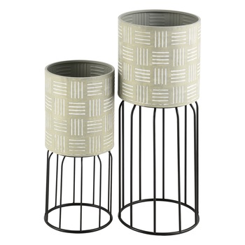 Set 2 bucati suport plante Farciennes, en.casa, masuri diferite, metal, negru/gri Set 2 bucati suport plante Farciennes, en.casa, masuri diferite, metal, negru/gri