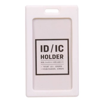 Ecuson Vertical din Silicon pentru Carduri Deli, 54x90 mm, Alb, Capsa si Snur Ecuson Vertical din Silicon pentru Carduri Deli, 54x90 mm, Alb, Capsa si Snur