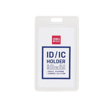 Ecuson Vertical Rigid pentru Carduri Deli, 54x90 mm, Alb, Deschidere Laterala Ecuson Vertical Rigid pentru Carduri Deli, 54x90 mm, Alb, Deschidere Laterala