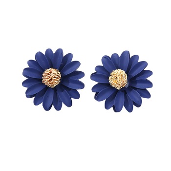 Cercei dama, floare, detaliu auriu EFAYN RO, Albastru inchis, 30 mm Cercei dama, floare, detaliu auriu EFAYN RO, Albastru inchis, 30 mm