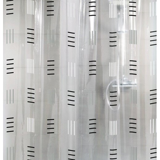 Perdea de dus Kleine Wolke semitransparenta cu linii albe si negre Grafico din Vinil 180x200cm
