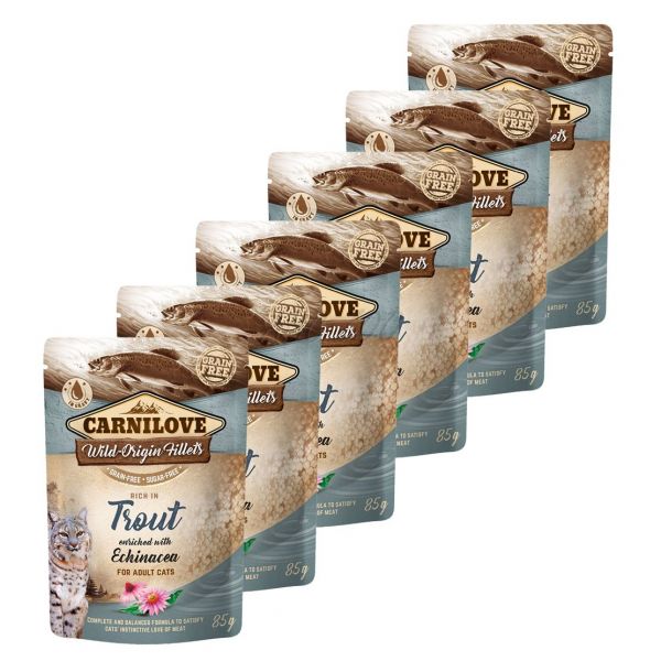 Hrana umeda pisici Carnilove Cat Pastrav cu Echinaceea 6 x 85 gr