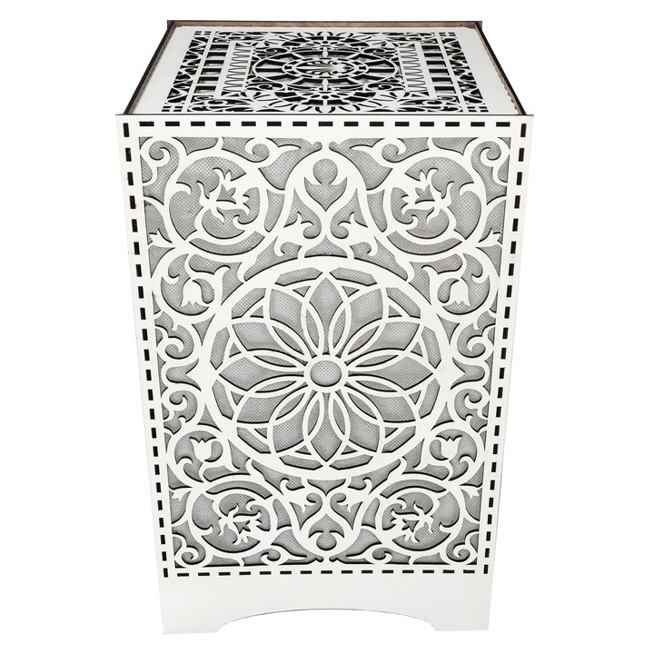 Lampa decorativa lemn cu LED, alb, E27 15W