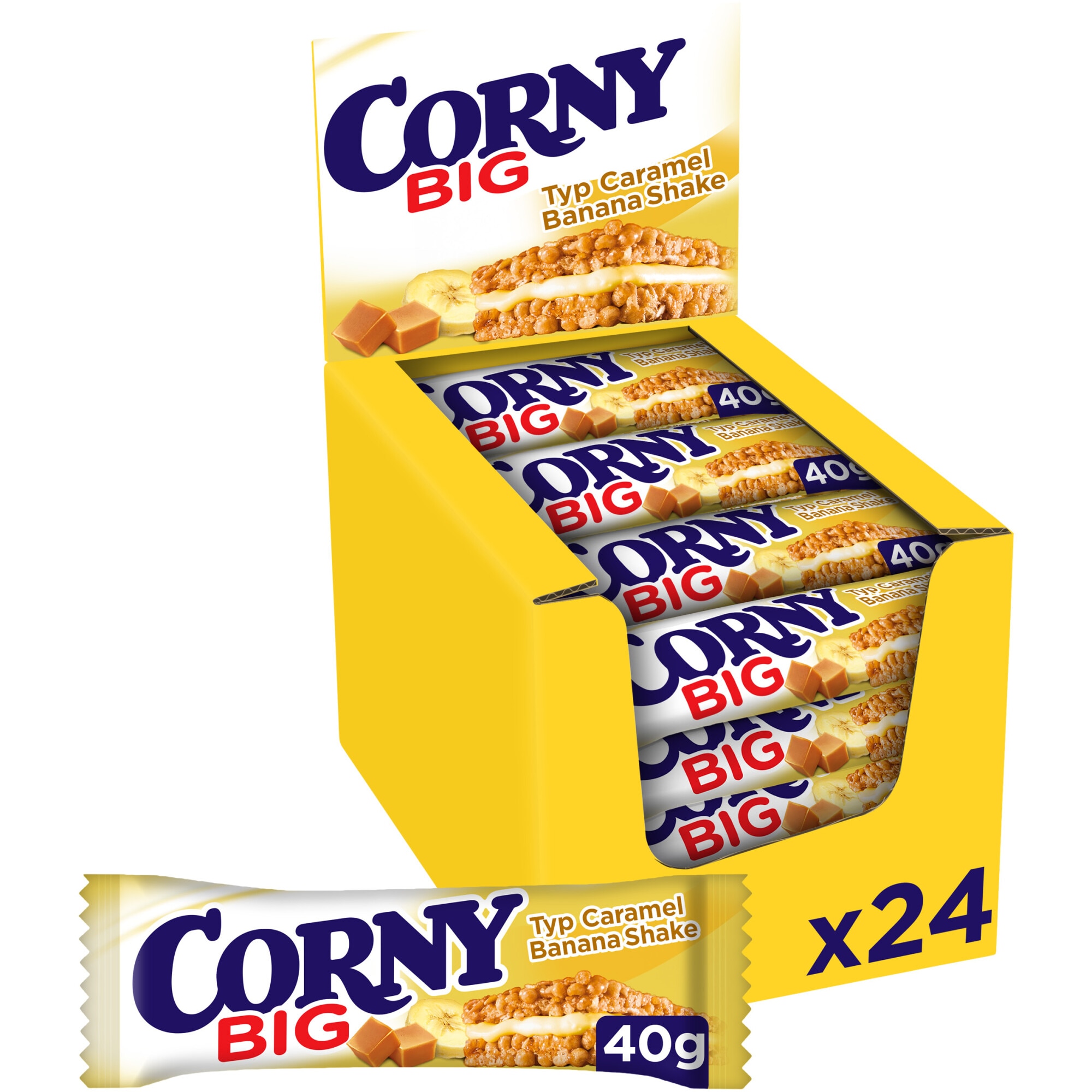 Baton de cereale cu crema de banane si caramel Corny Big, 24buc x 40g