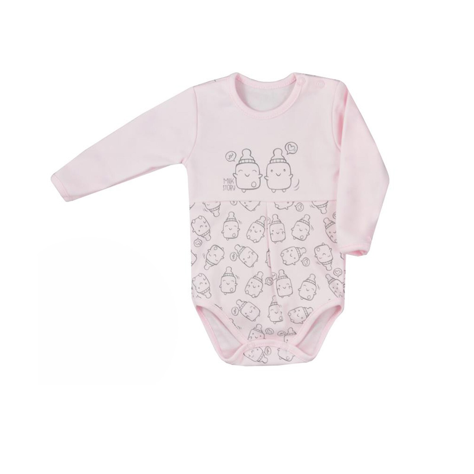 Body cu maneca lunga pentru fete Koala Butelki 06-695R, Roz 55505