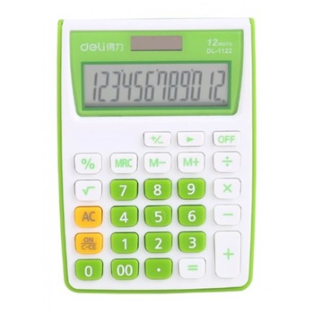 Calculator de Buzunar Deli 1122, 12 Digits, Alb/Verde, Alimentare Dubla Calculator de Buzunar Deli 1122, 12 Digits, Alb/Verde, Alimentare Dubla