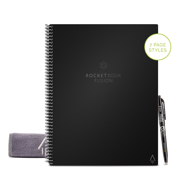 Rocketbook Fusion Lettersize Okosfüzet, 22cm x 28cm, fekete