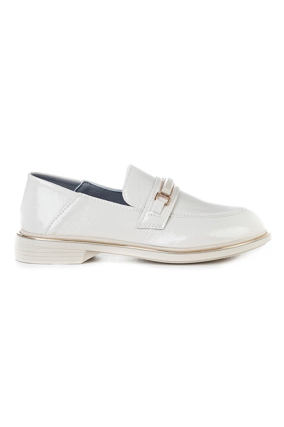 MUSK, Pantofi loafer de piele ecologica lacuita, Alb, 36