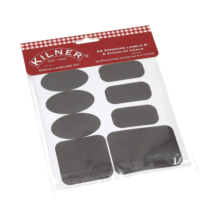 Set 24 etichete pentru borcane Kilner, Hartie, Negru