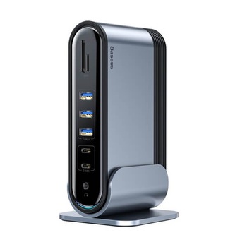 Docking Station USB-C Multiport Baseus, USB Type-C la RJ45, HDMI 4K, USB 3.0, USB 2.0, VGA HD, Audio 3,5 mm, Card SD/TF, Alimentare DC 12V Docking Station USB-C Multiport Baseus, USB Type-C la RJ45, HDMI 4K, USB 3.0, USB 2.0, VGA HD, Audio 3,5 mm, Card SD/TF, Alimentare DC 12V