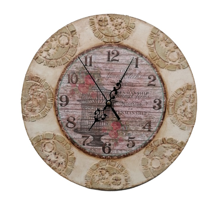 Vintage falióra "Time is Life" 30 cm átmérőjű