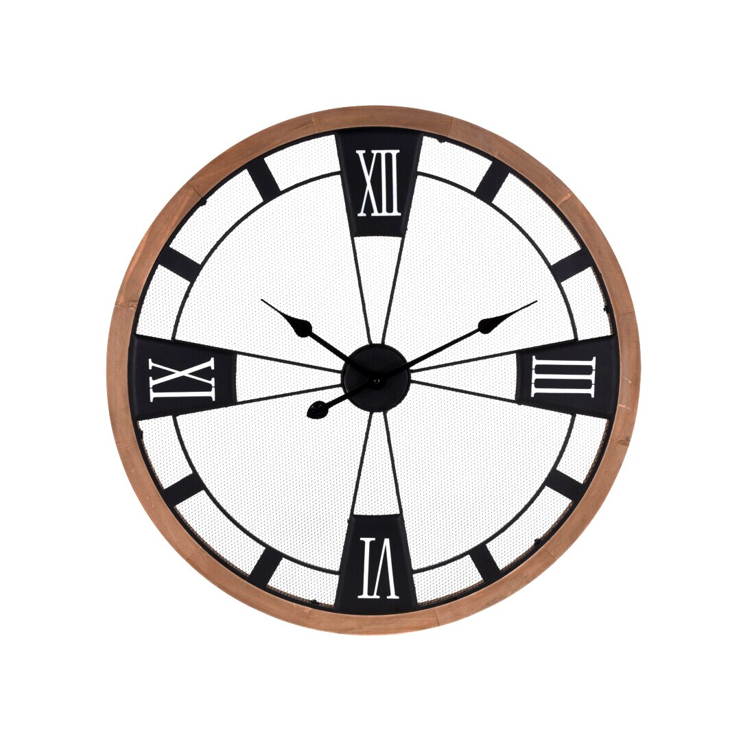 Ceas perete din metal si lemn, D 70 cm