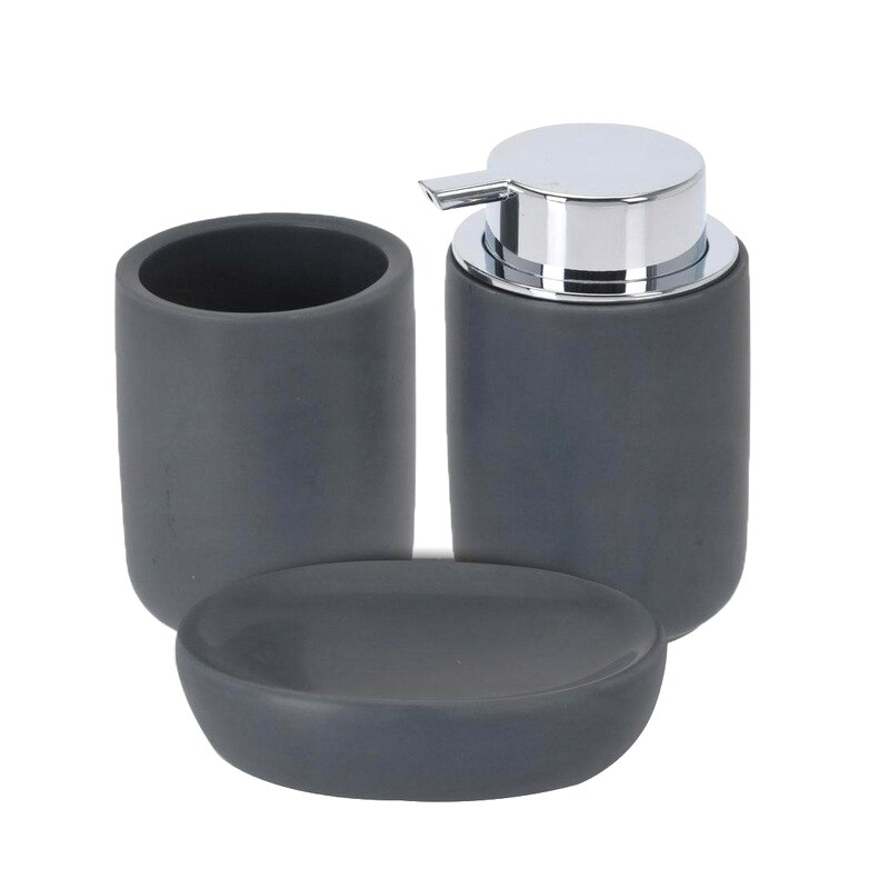 Set 3 piese pentru baie din dolomita gri 12x9cm